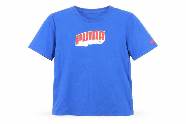 Puma Boys Blue Graphic Logo T-Shirt, Size L, Regular Fit