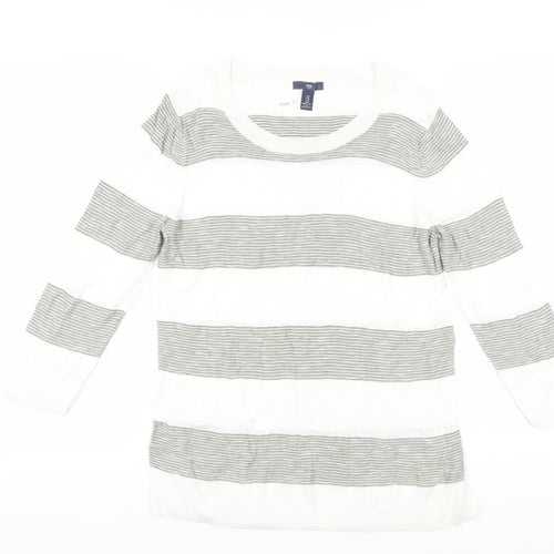 Gap Women's Medium White Striped Pullover Jumper