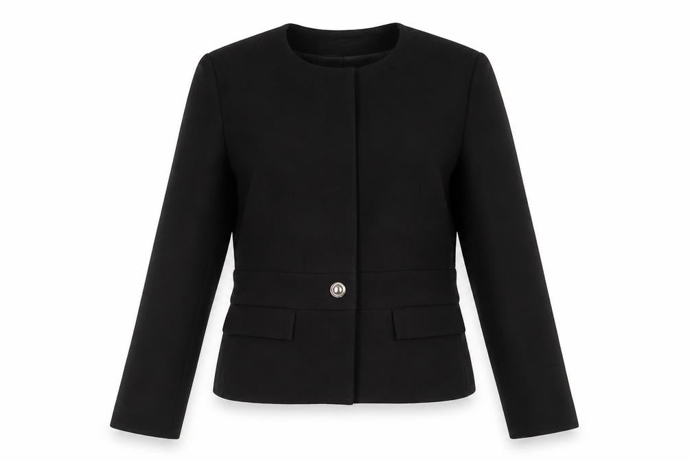 Front view of Zara Women's Black Blazer, size 8, Regular