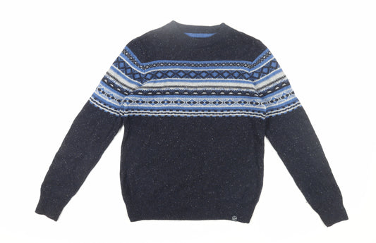 Weird Fish Men's Blue Fair Isle Pullover - Size S