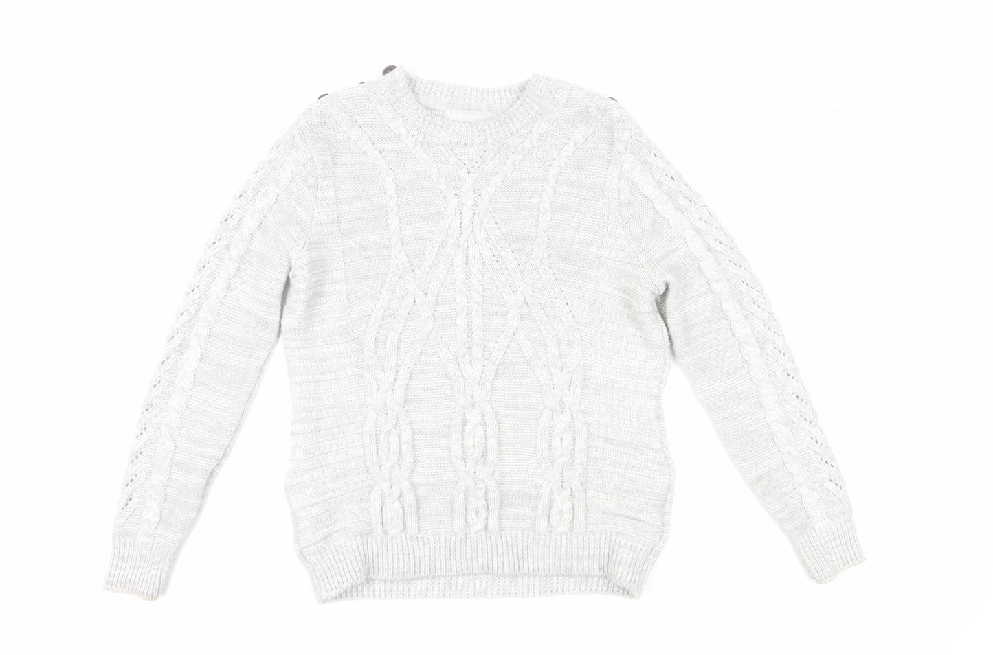 Red Herring Women's White Cable-Knit Jumper Size 12