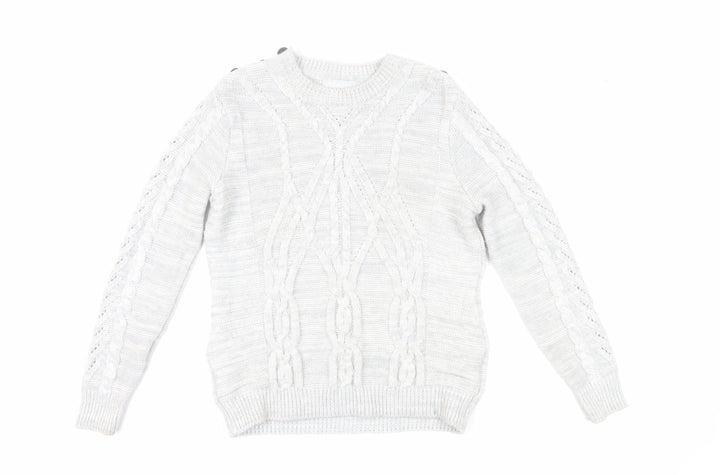 Red Herring Women's White Cable-Knit Jumper Size 12