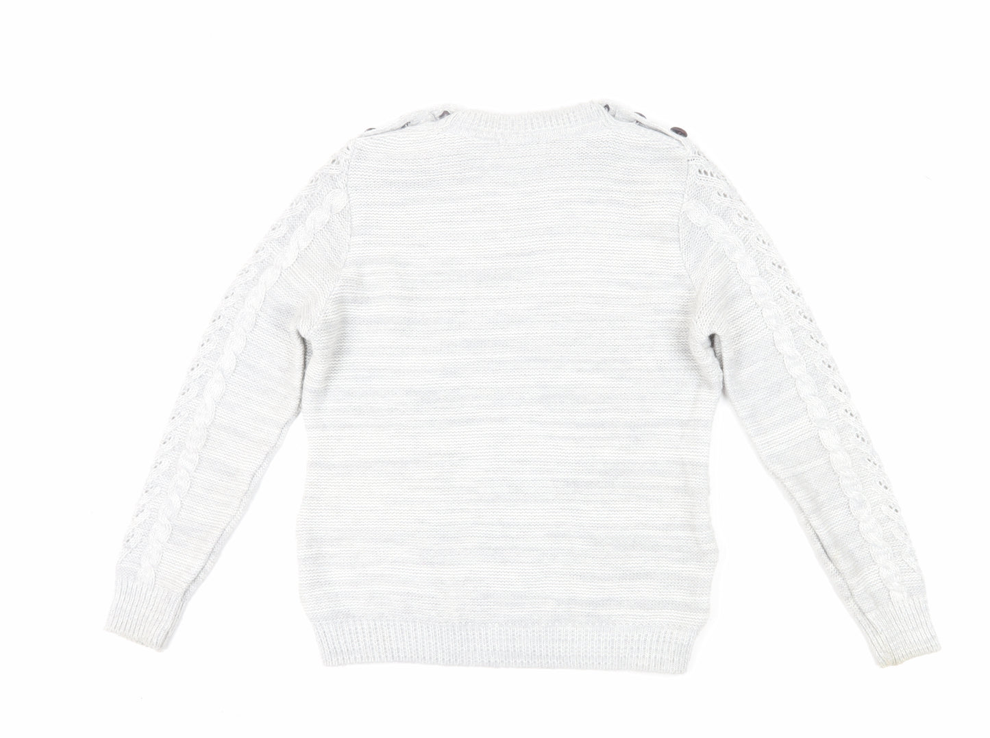Red Herring Women's White Cable-Knit Jumper Size 12