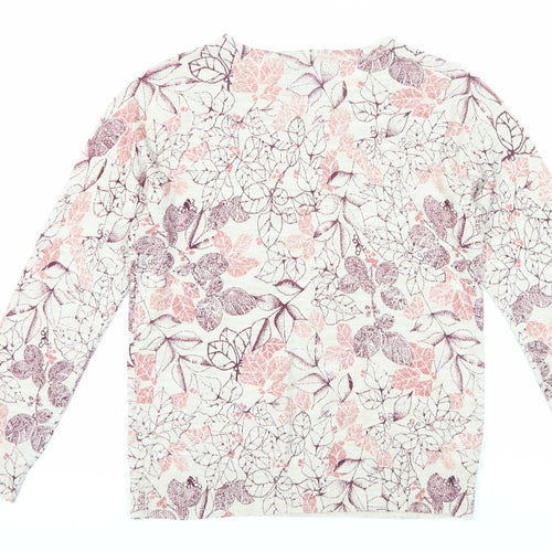 Maine Women's Pink Floral Knit Pullover Jumper Size 10