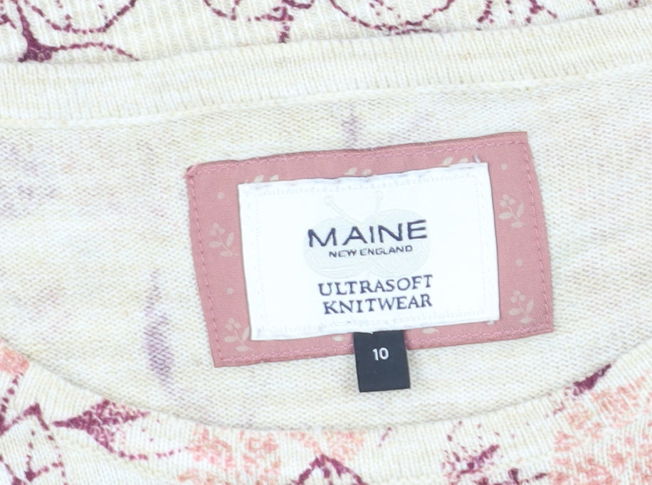 Maine Women's Pink Floral Knit Pullover Jumper Size 10