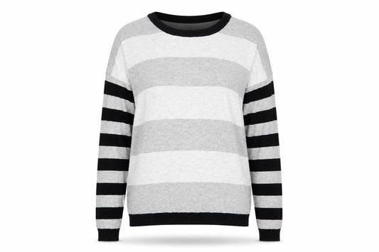 Front view of Gap Women's Grey Striped jumper, size S