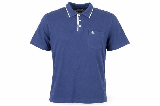 Front view of Original Penguin Men's Blue Polo Shirt XS Slim Fit