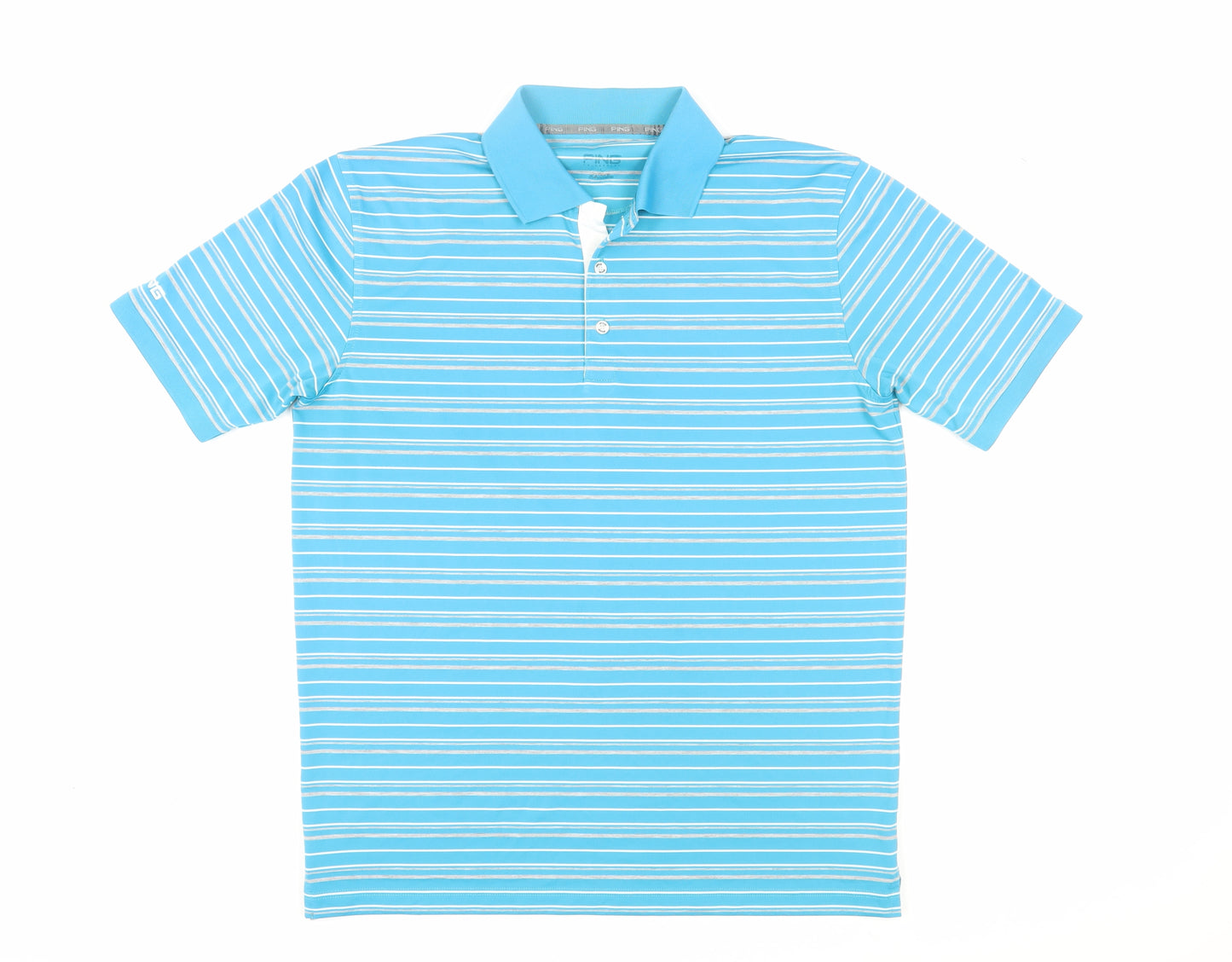 Ping Men's Blue Striped Golf Polo Short Sleeve Shirt Size L