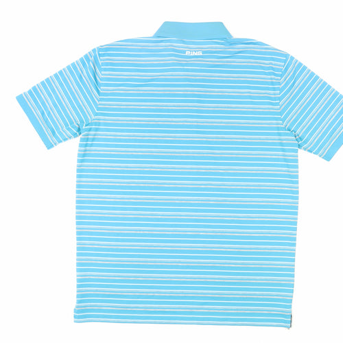 Ping Men's Blue Striped Golf Polo Short Sleeve Shirt Size L