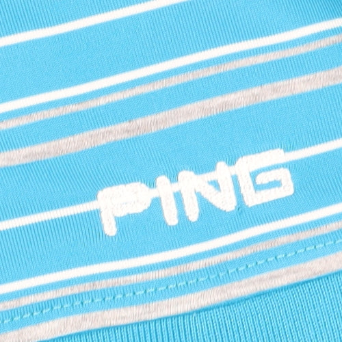 Ping Men's Blue Striped Golf Polo Short Sleeve Shirt Size L