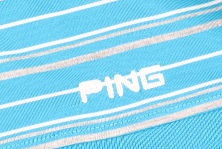 Ping Men's Blue Striped Golf Polo Short Sleeve Shirt Size L