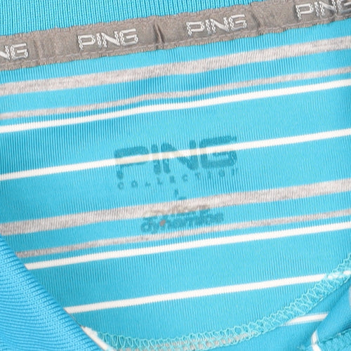 Ping Men's Blue Striped Golf Polo Short Sleeve Shirt Size L