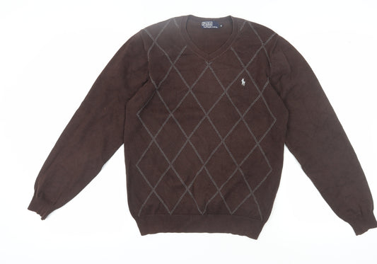 Ralph Lauren Men's Brown V-Neck Pullover Jumper