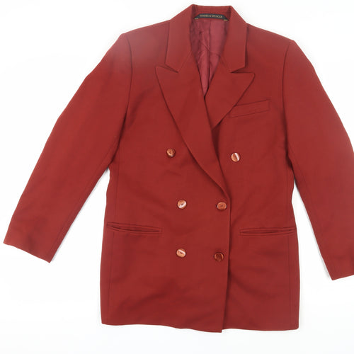 Marks and Spencer Women's Red Double-Breasted Blazer Size 12
