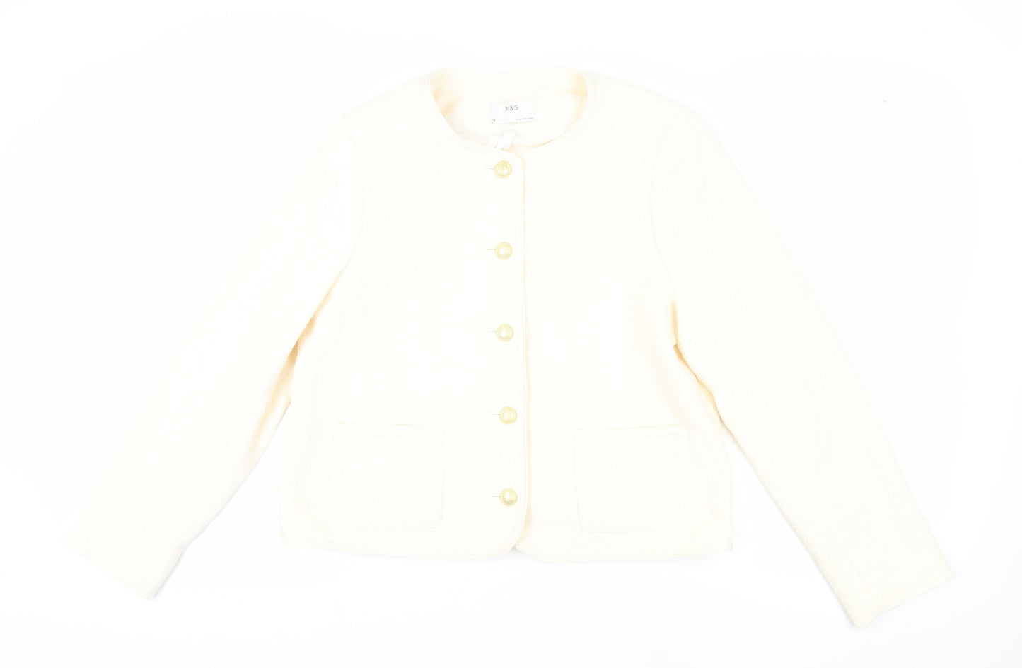 Marks and Spencer Women's Ivory Cotton Blazer Size 14