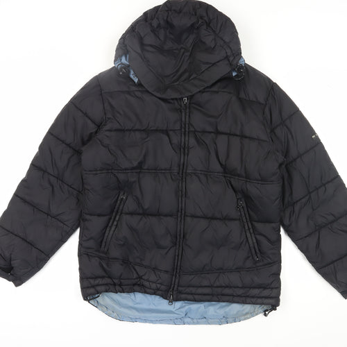 TOG24 Men's Black Puffer Jacket S Hooded Casual Winter