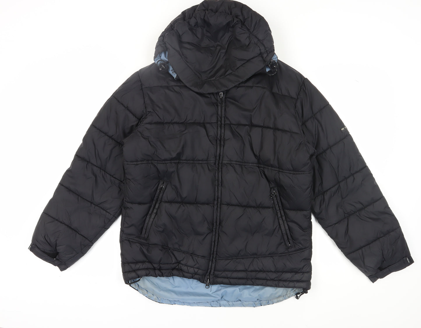 TOG24 Men's Black Puffer Jacket S Hooded Casual Winter