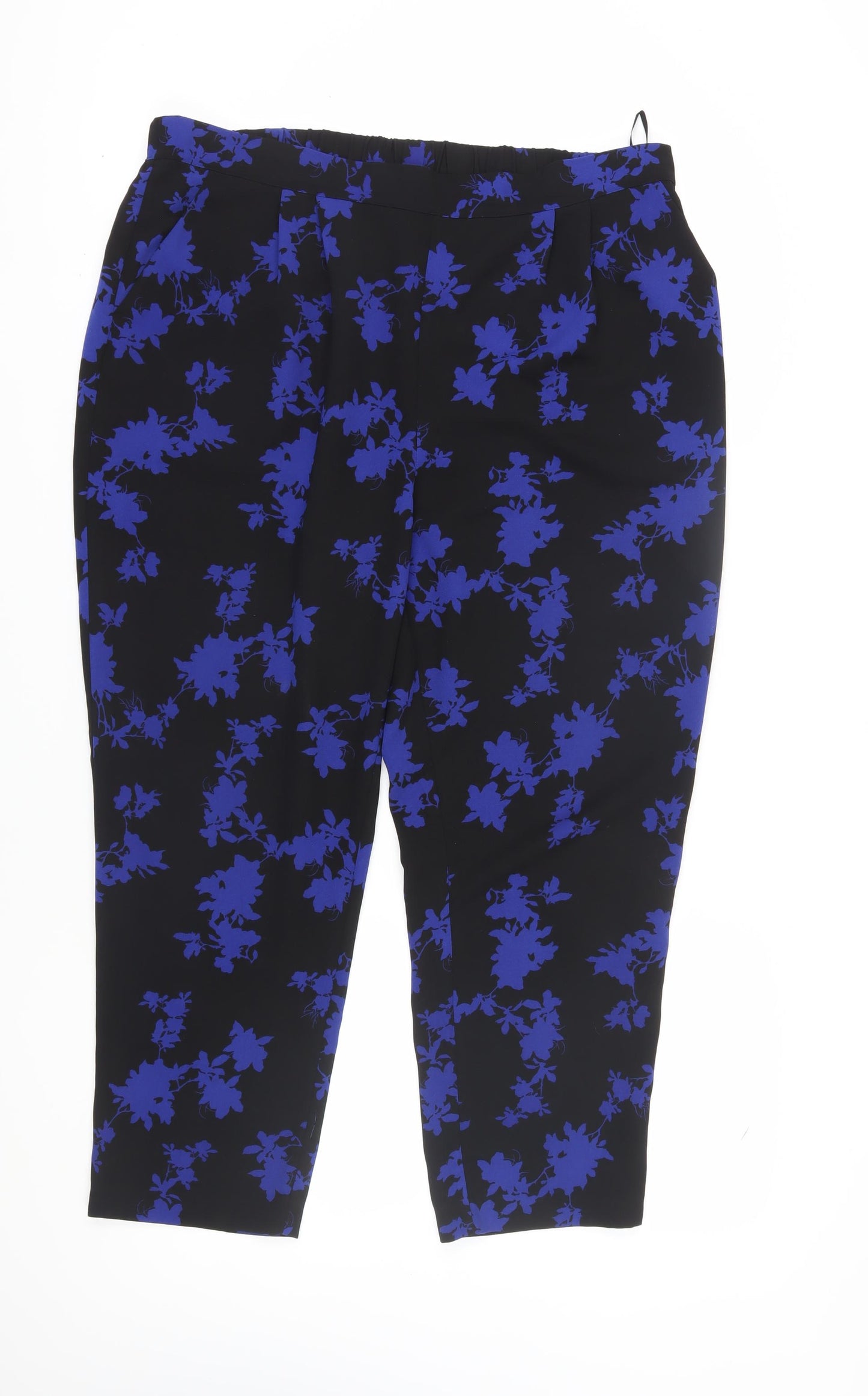 Phase Eight Women's Black Floral Cropped Trousers Size 18