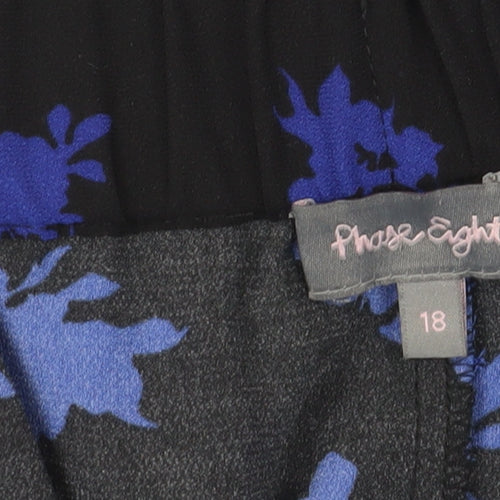 Phase Eight Women's Black Floral Cropped Trousers Size 18