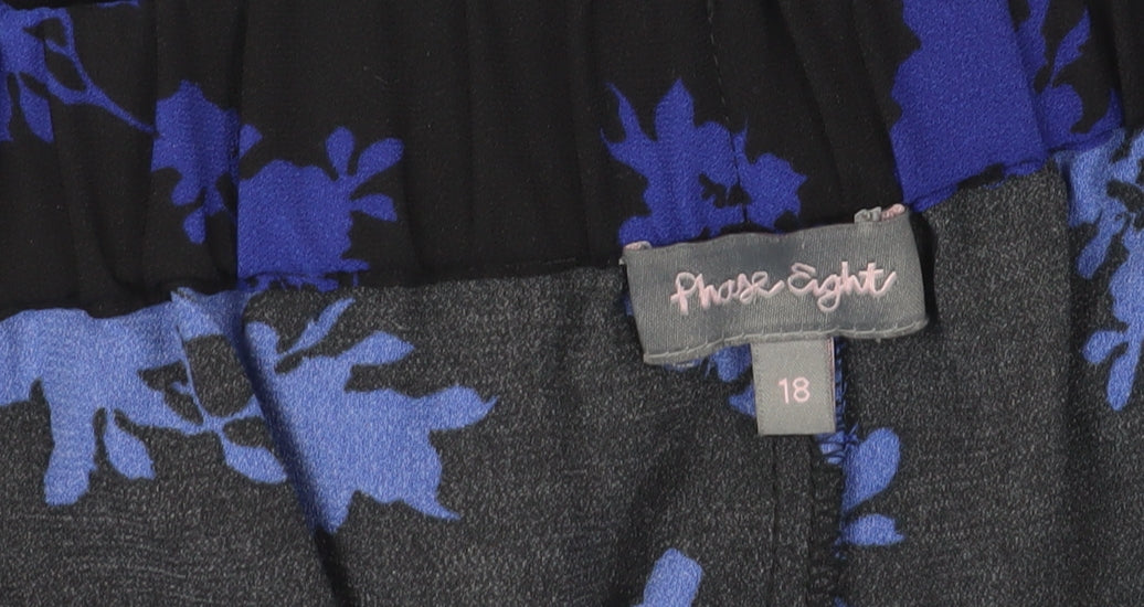 Phase Eight Women's Black Floral Cropped Trousers Size 18