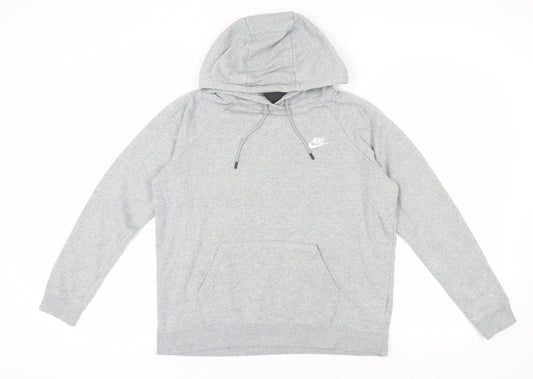 Nike Men's Grey Pullover Hoodie L with Logo