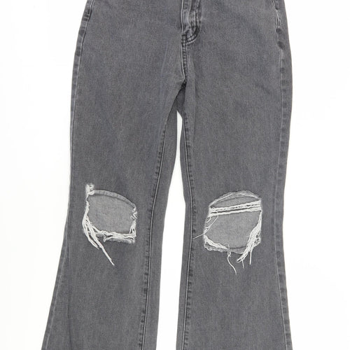 Cider Women's Grey Flared Jeans S Distressed Cotton
