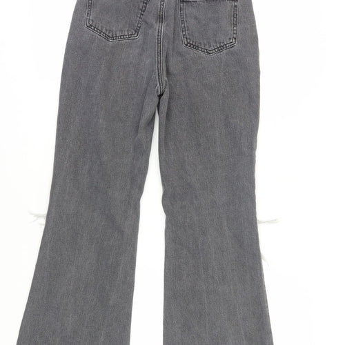 Cider Women's Grey Flared Jeans S Distressed Cotton