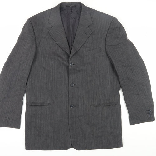 Ciro Citterio Men's Grey Wool Blazer 42L Business Formal