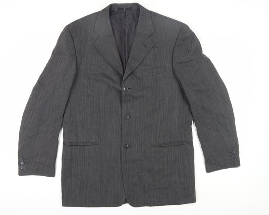 Ciro Citterio Men's Grey Wool Blazer 42L Business Formal