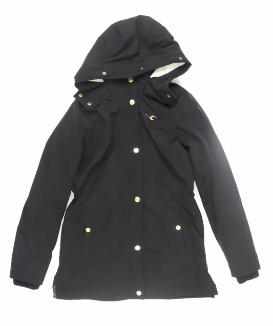 Hollister Women's Black Parka Jacket, M, Hooded, Winter