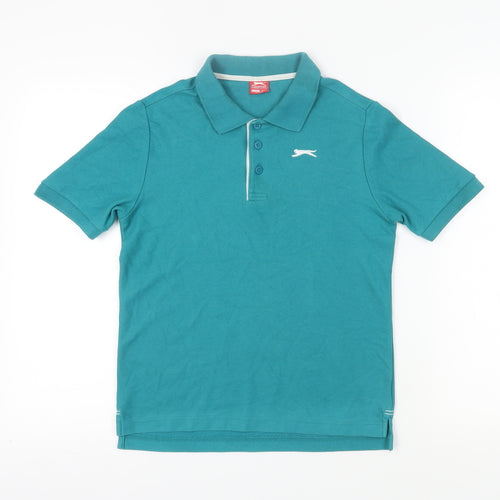 Slazenger Boys Green Polo Shirt, 13 Years, Cotton, Casual