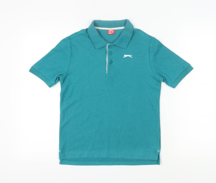 Slazenger Boys Green Polo Shirt, 13 Years, Cotton, Casual