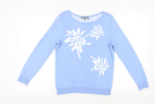 Laura Ashley Women's Blue Floral Pullover Jumper Size 10