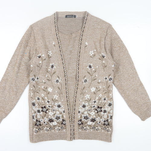 Envy I Women's Beige Floral Cardigan Size S