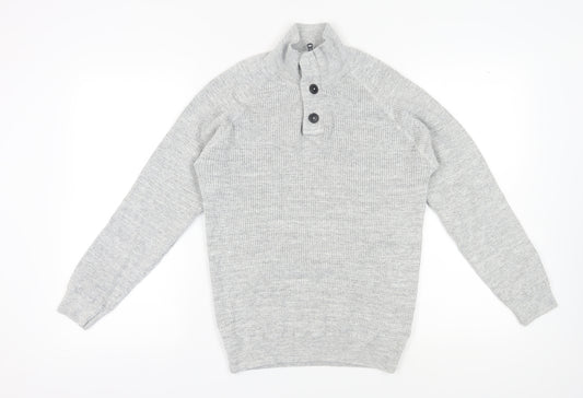 Next Men's Grey Medium Henley High Neck Jumper