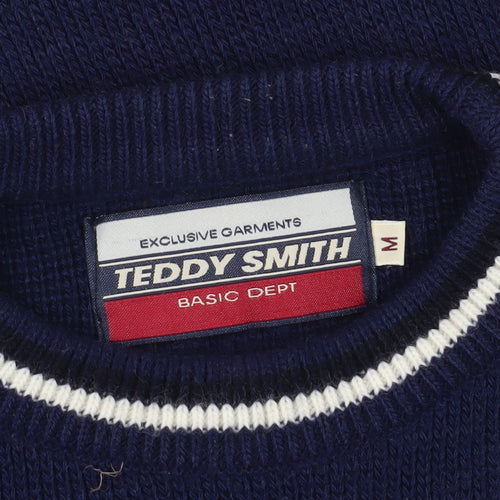 Teddy Smith Men's Blue Red Striped Pullover Jumper M