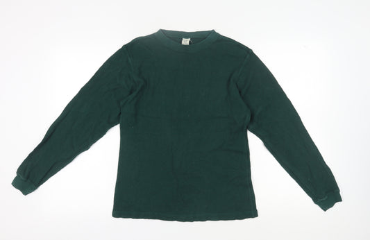 Gap Men's Green Long Sleeve Crew Neck T-Shirt M