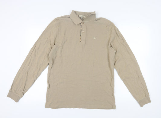 Burberry Men's Beige Polo XL Long Sleeve