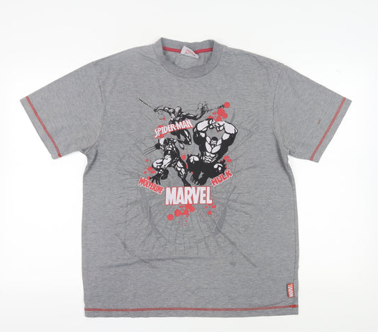 Marvel Men's Grey T-Shirt M Spider-Man Wolverine Hulk