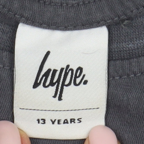 Hype Boys Black Cotton T-Shirt, Size 13 Years, Casual