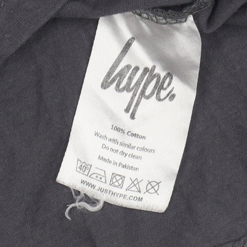 Hype Boys Black Cotton T-Shirt, Size 13 Years, Casual