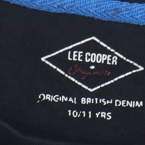 Lee Cooper Boys Black Graphic T-Shirt 10-11 Years - Casual Style