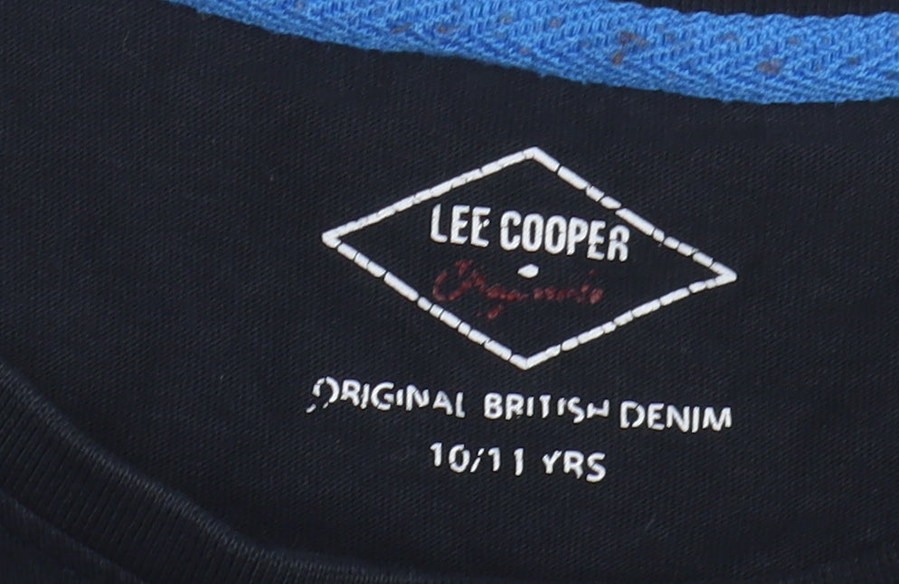 Lee Cooper Boys Black Graphic T-Shirt 10-11 Years - Casual Style