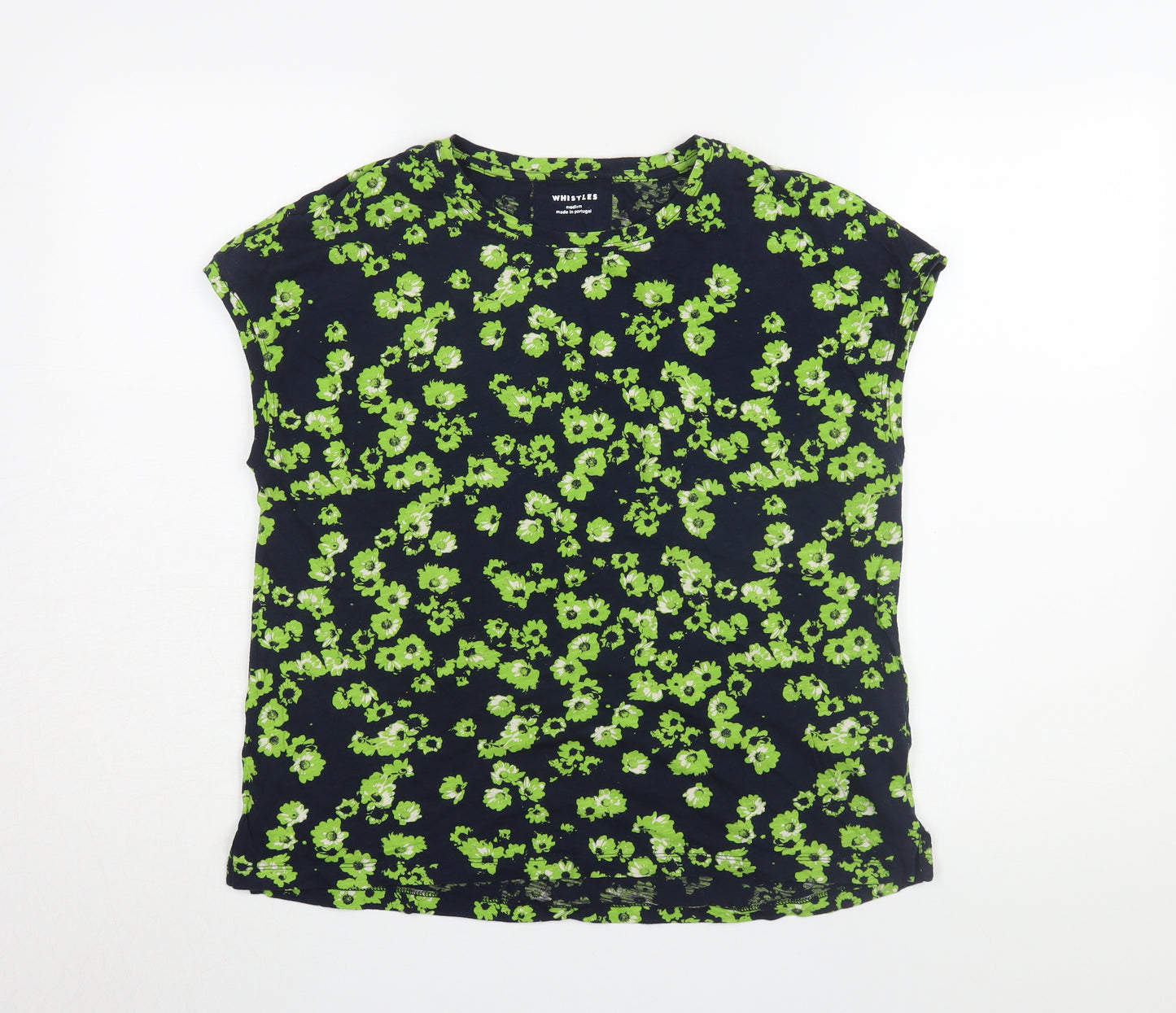 Whistles Women's Green Floral Cotton T-Shirt