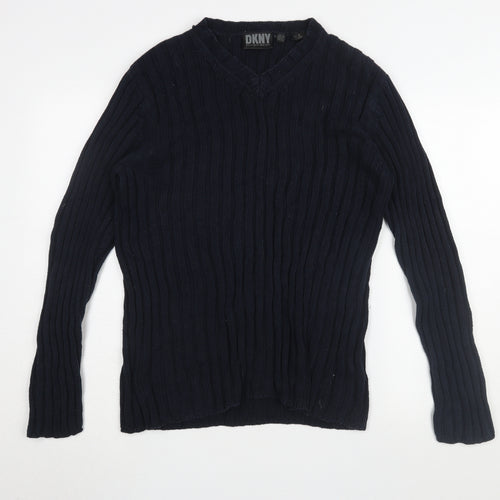 DKNY Men's Black Medium Pullover Jumper, Cotton Knit