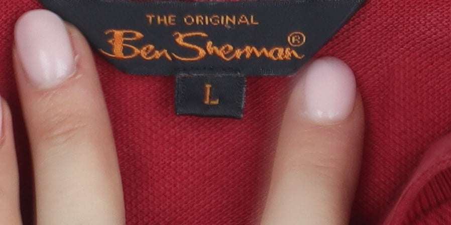 Ben Sherman Men's Red Polo Shirt Size L Classic Casual