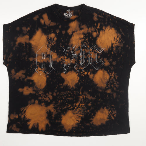 ASOS Unisex Black Tie-Dye AC/DC T-Shirt 2XS
