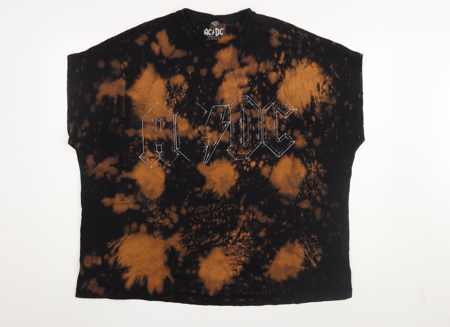 ASOS Unisex Black Tie-Dye AC/DC T-Shirt 2XS