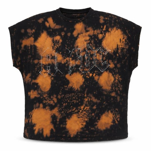 ASOS Unisex Black Tie-Dye AC/DC T-Shirt 2XS