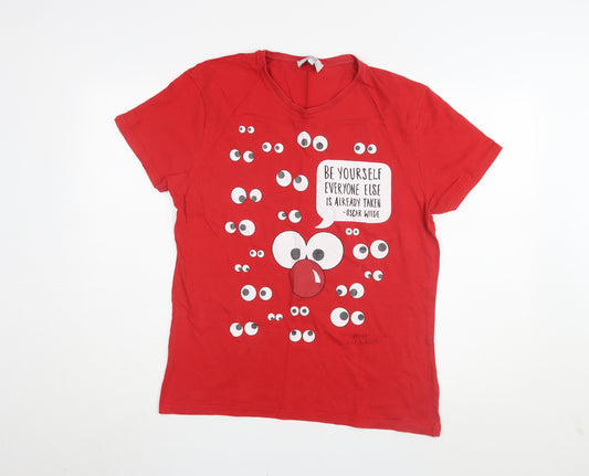 Comic Relief Mens Red Graphic Print T-Shirt M